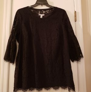 Issac Mizrahi black lace top